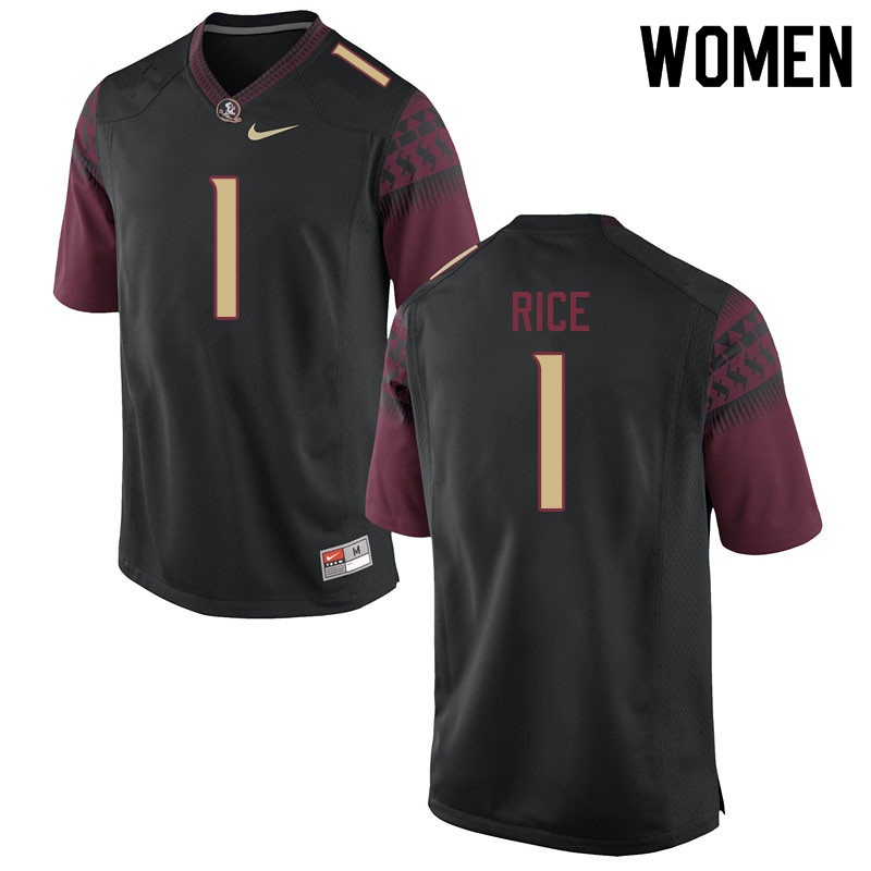 Women #1 Emmett Rice Florida State Seminoles College Football Jerseys Sale-Black